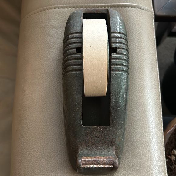 Vintage Scotch Tape Dispenser Whale Tail Heavy Cast Iron Retro Art Deco Green - Picture 3 of 9